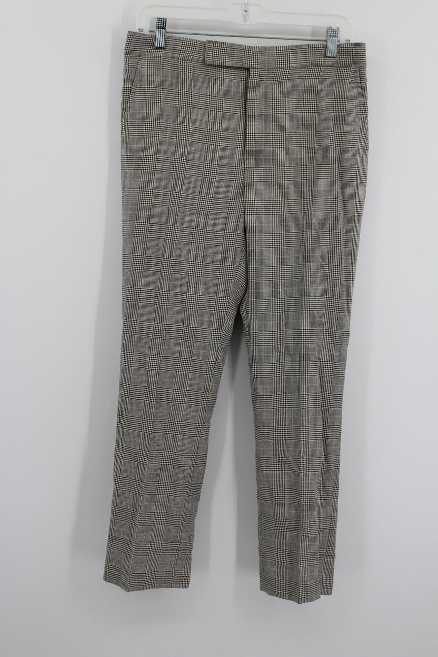Women Polo Ralph Lauren Trouser Pants 6 Wool Cotton Gray Plaid Straight Ankle
